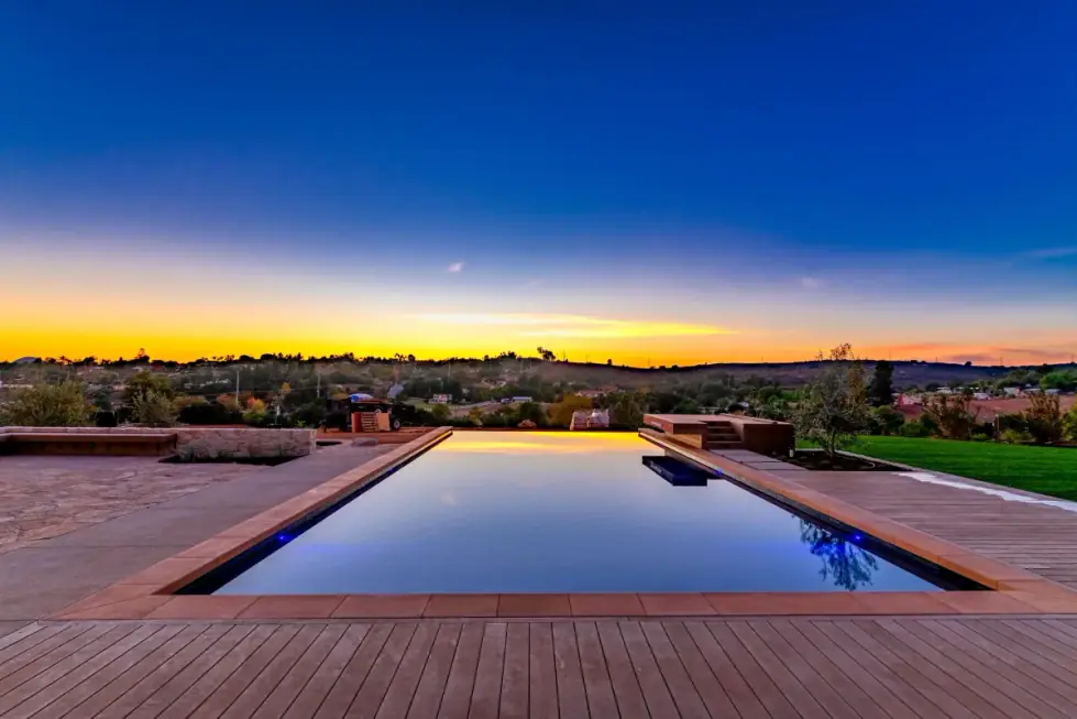 A San Diego home photographed during the blue hour with lit windows